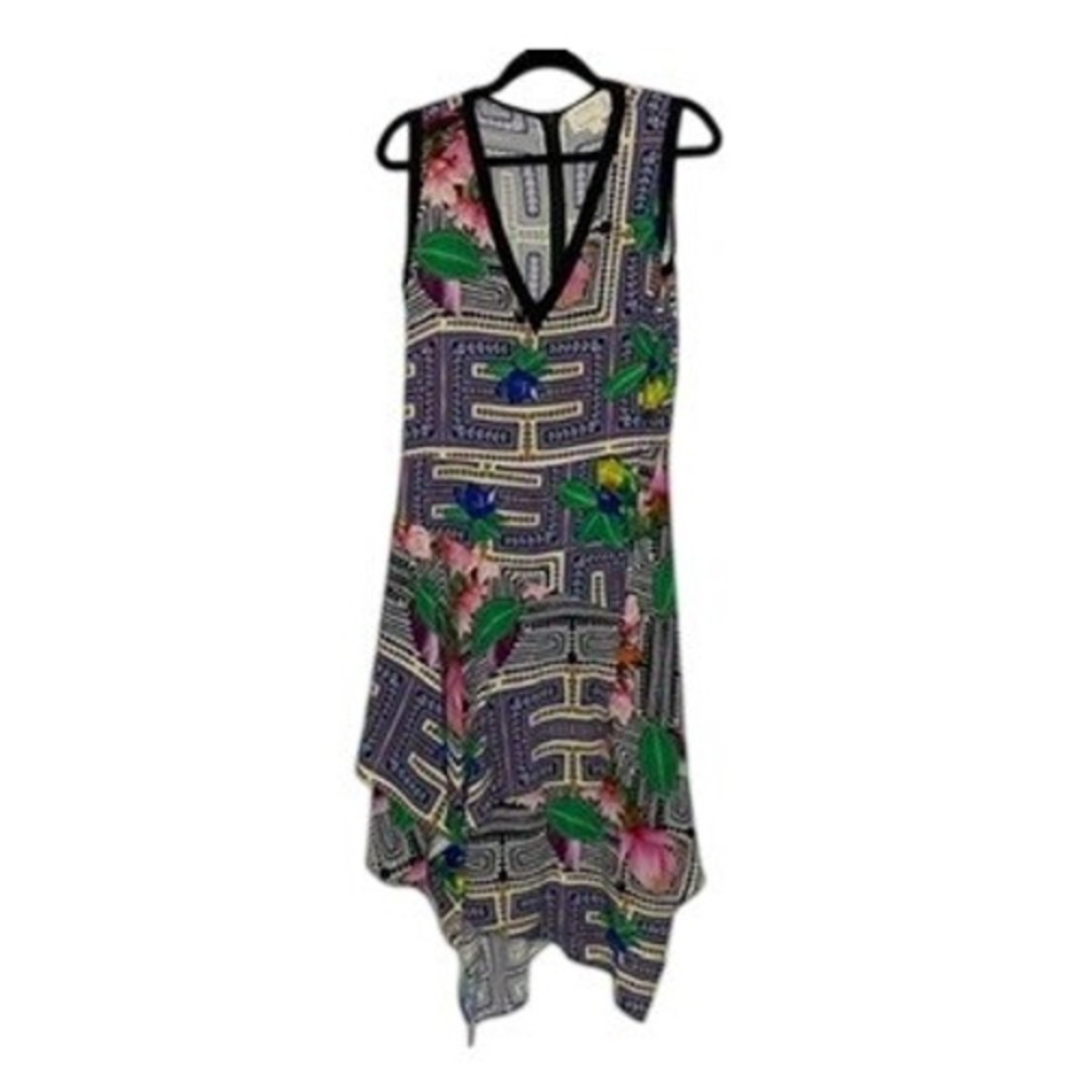 Silk Dress Artelier Nicole Miller Women 4 Multicolor Geometric Floral Maximalist